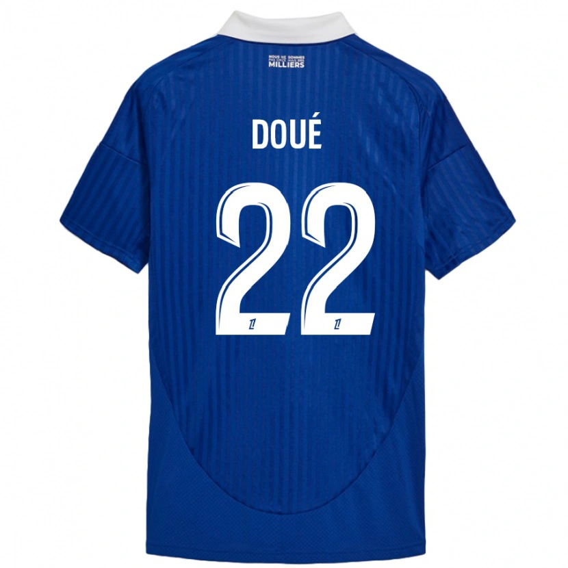 Danxen Børn Guéla Doué #22 Blå Hvid Hjemmebane Spillertrøjer 2024/25 Trøje T-Shirt