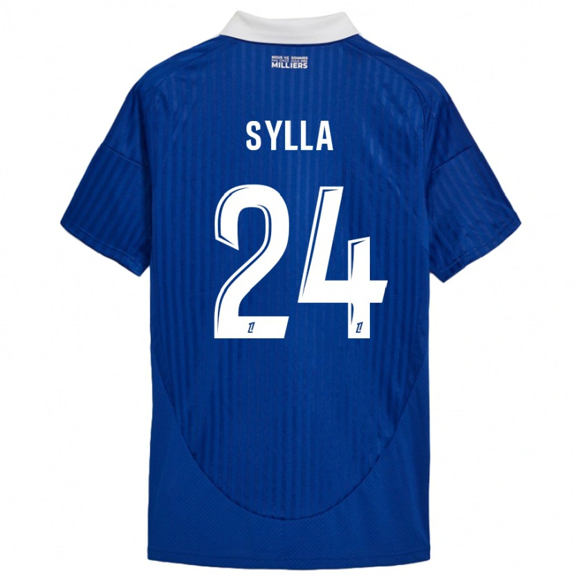 Danxen Børn Abakar Sylla #24 Blå Hvid Hjemmebane Spillertrøjer 2024/25 Trøje T-Shirt