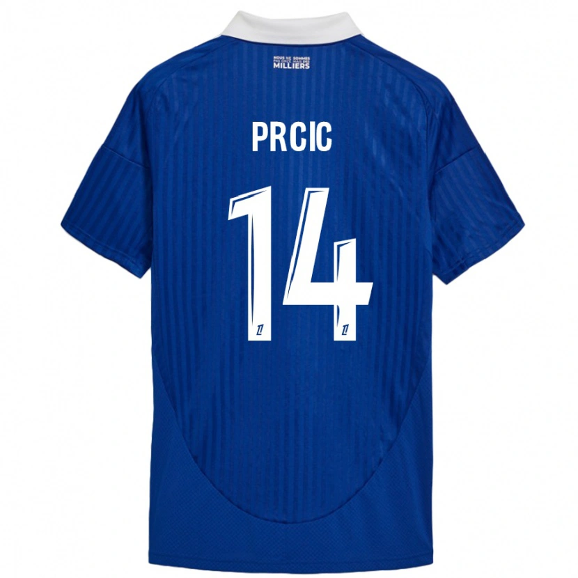Danxen Børn Sanjin Prcic #14 Blå Hvid Hjemmebane Spillertrøjer 2024/25 Trøje T-Shirt