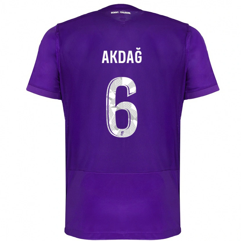 Danxen Børn Ümit Akdağ #6 Lilla Hvid Hjemmebane Spillertrøjer 2024/25 Trøje T-Shirt