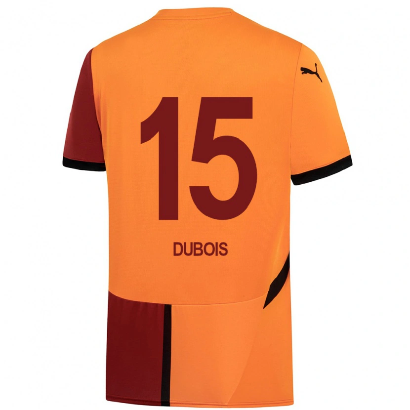 Danxen Børn Léo Dubois #15 Gul Rød Hjemmebane Spillertrøjer 2024/25 Trøje T-Shirt
