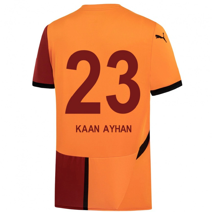 Danxen Børn Kaan Ayhan #23 Gul Rød Hjemmebane Spillertrøjer 2024/25 Trøje T-Shirt
