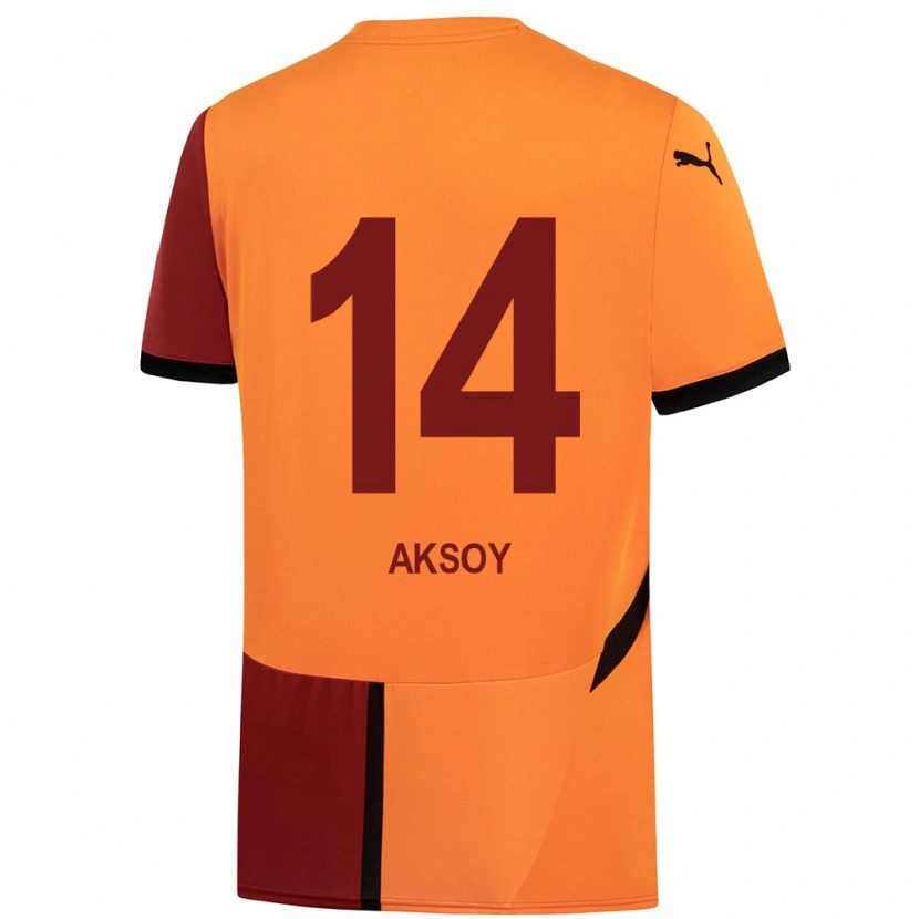 Danxen Børn Berkan Aksoy #14 Gul Rød Hjemmebane Spillertrøjer 2024/25 Trøje T-Shirt