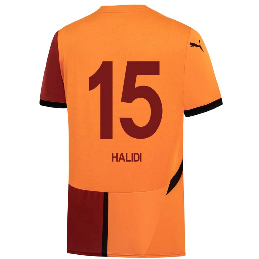Danxen Børn İsa Halidi #15 Gul Rød Hjemmebane Spillertrøjer 2024/25 Trøje T-Shirt