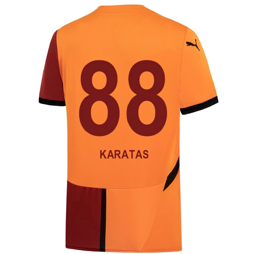 Danxen Børn Kazımcan Karataş #88 Gul Rød Hjemmebane Spillertrøjer 2024/25 Trøje T-Shirt