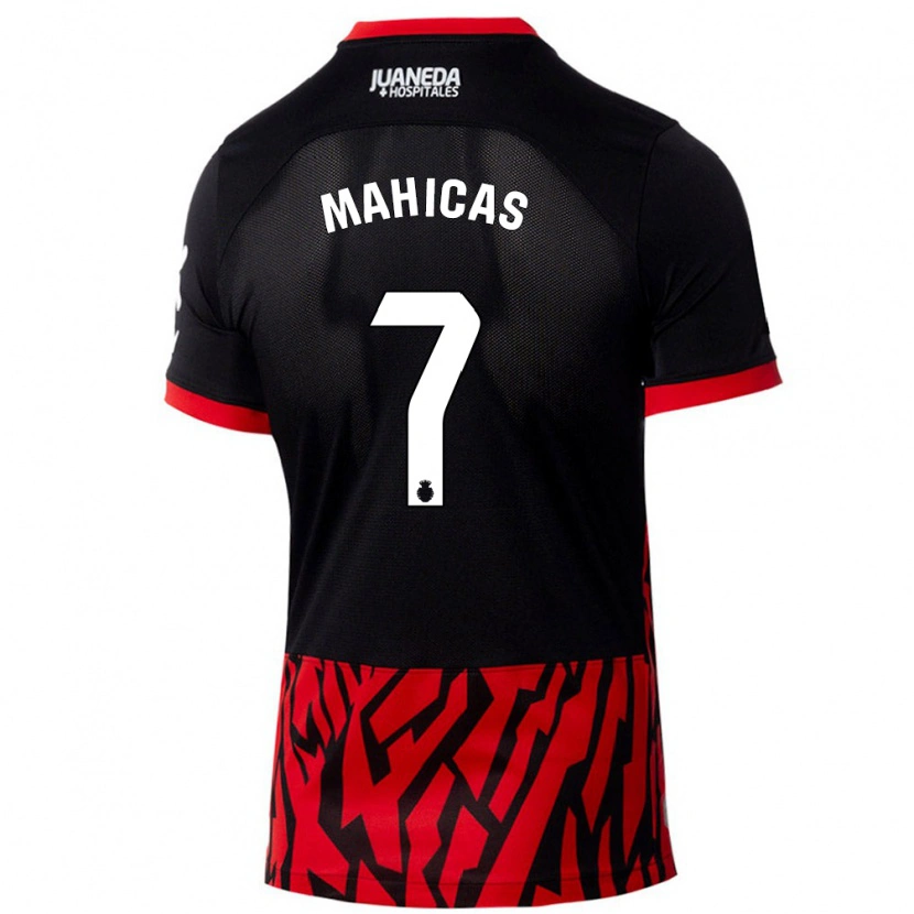 Danxen Børn Julián Mahicas #7 Sort Rød Hjemmebane Spillertrøjer 2024/25 Trøje T-Shirt