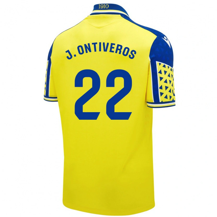 Danxen Børn Javi Ontiveros #22 Gul Blå Hjemmebane Spillertrøjer 2024/25 Trøje T-Shirt