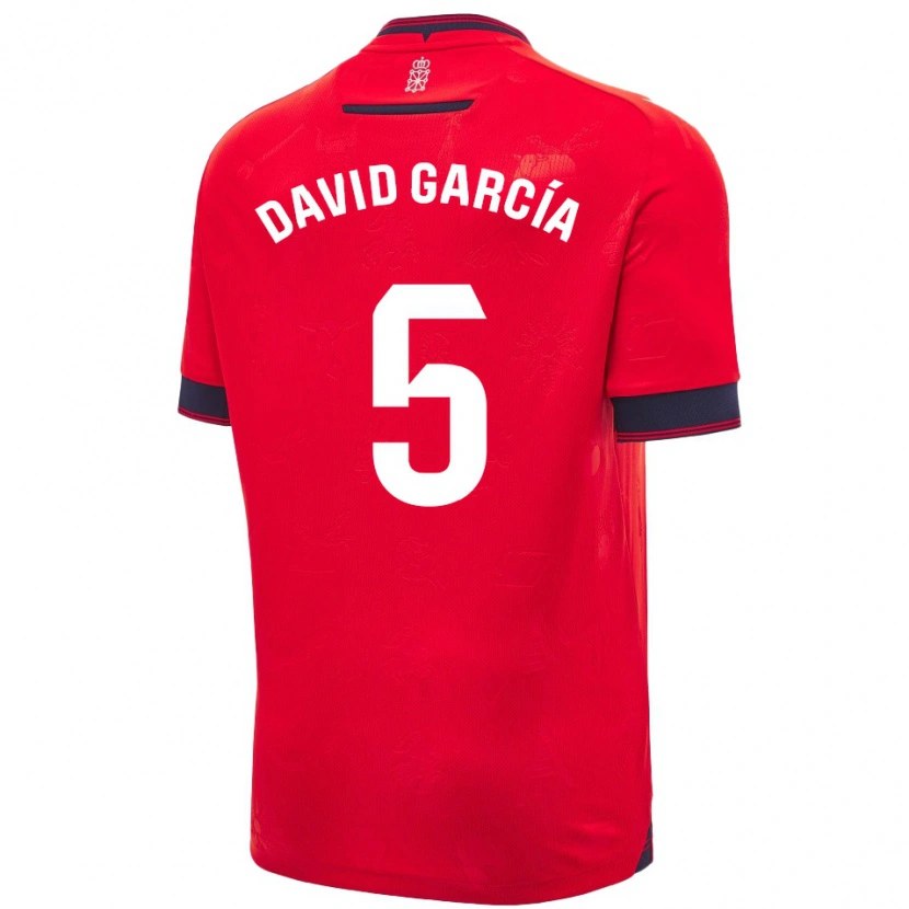Danxen Børn David García #5 Rød Hvid Hjemmebane Spillertrøjer 2024/25 Trøje T-Shirt