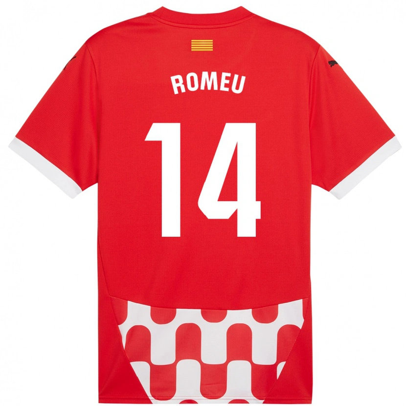 Danxen Børn Oriol Romeu #14 Rød Hvid Hjemmebane Spillertrøjer 2024/25 Trøje T-Shirt