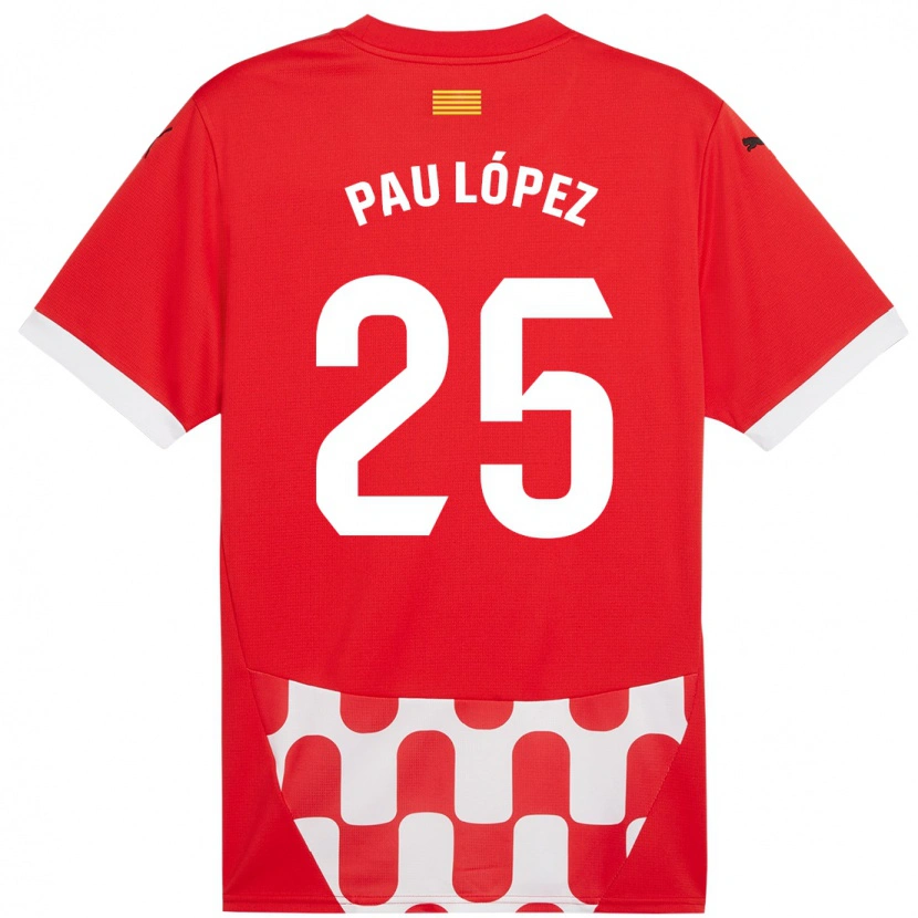 Danxen Børn Pau López #25 Rød Hvid Hjemmebane Spillertrøjer 2024/25 Trøje T-Shirt