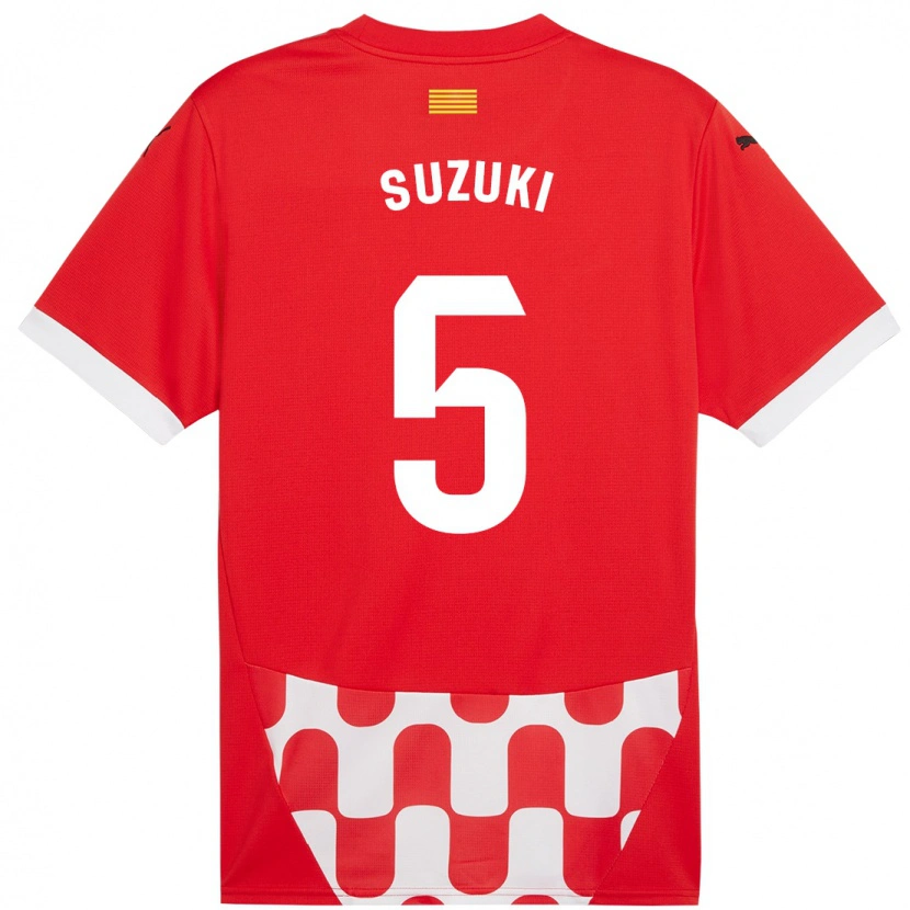 Danxen Børn Wadi Ibrahim Suzuki #5 Rød Hvid Hjemmebane Spillertrøjer 2024/25 Trøje T-Shirt