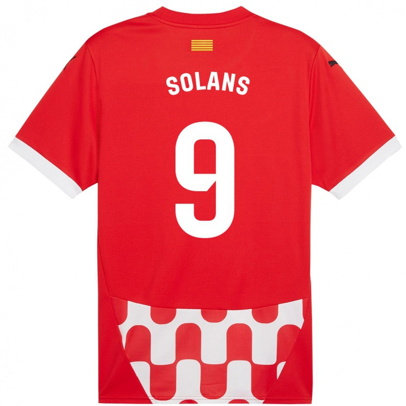 Danxen Børn Sergi Solans #9 Rød Hvid Hjemmebane Spillertrøjer 2024/25 Trøje T-Shirt