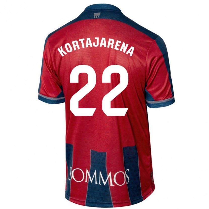 Danxen Børn Iker Kortajarena #22 Rød Blå Hjemmebane Spillertrøjer 2024/25 Trøje T-Shirt
