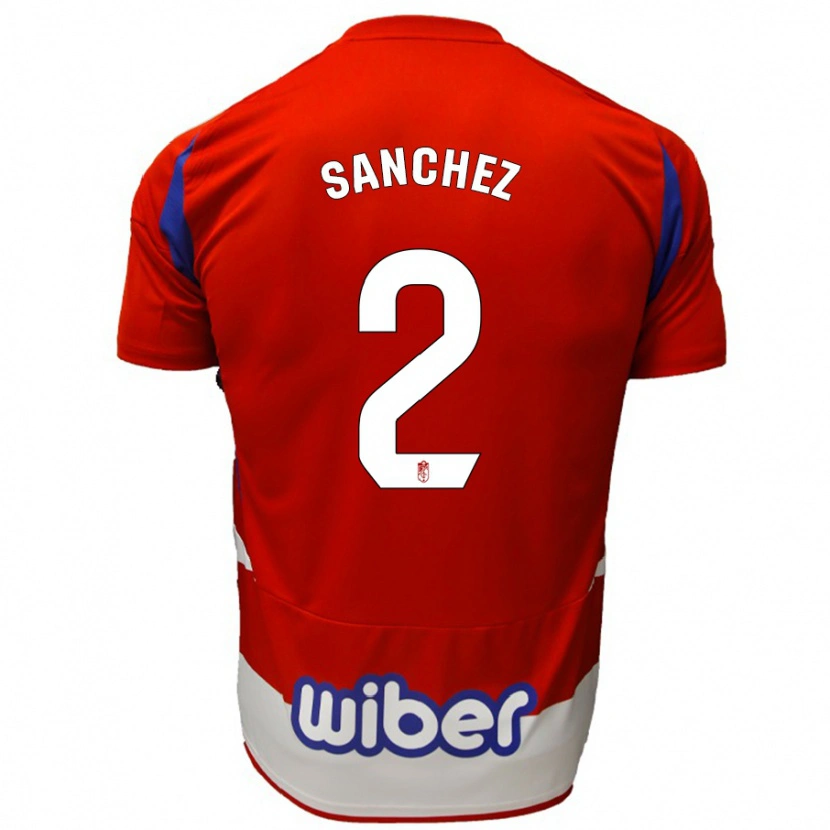 Danxen Børn Rubén Sánchez #2 Rød Hvid Blå Hjemmebane Spillertrøjer 2024/25 Trøje T-Shirt