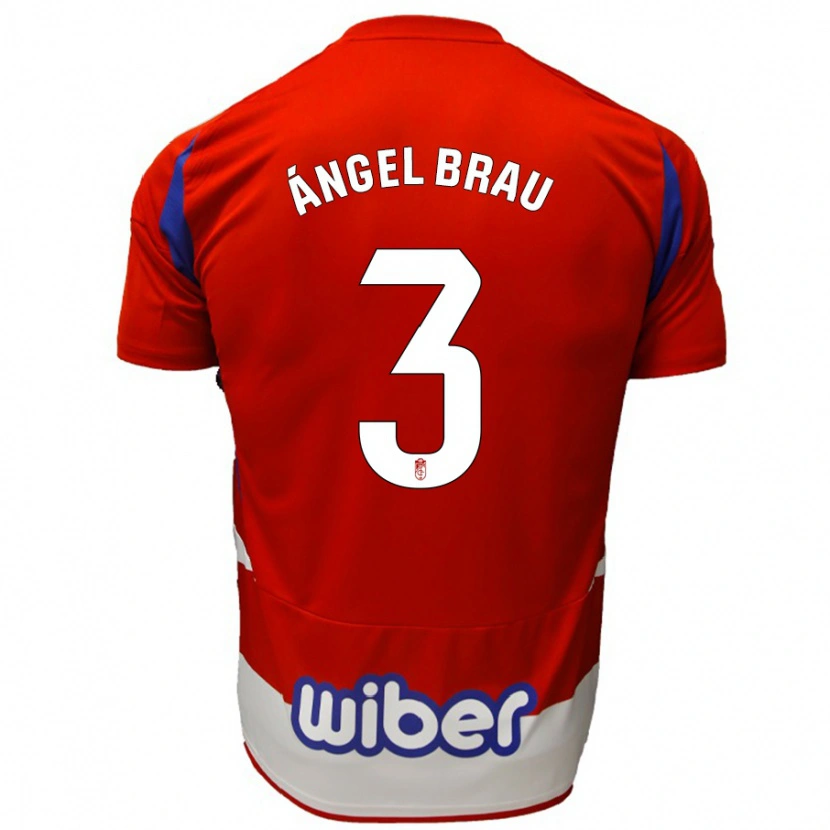 Danxen Børn Miguel Ángel Brau #3 Rød Hvid Blå Hjemmebane Spillertrøjer 2024/25 Trøje T-Shirt