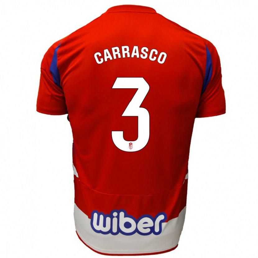 Danxen Børn Marta Carrasco #3 Rød Hvid Blå Hjemmebane Spillertrøjer 2024/25 Trøje T-Shirt