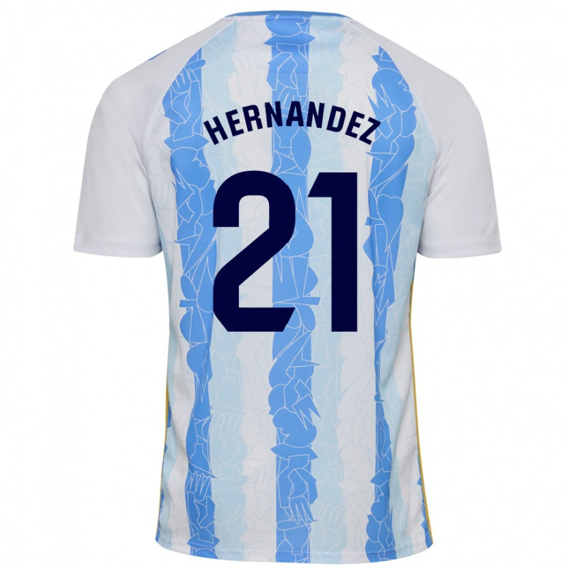 Danxen Børn Juan Hernández #21 Hvid Blå Hjemmebane Spillertrøjer 2024/25 Trøje T-Shirt
