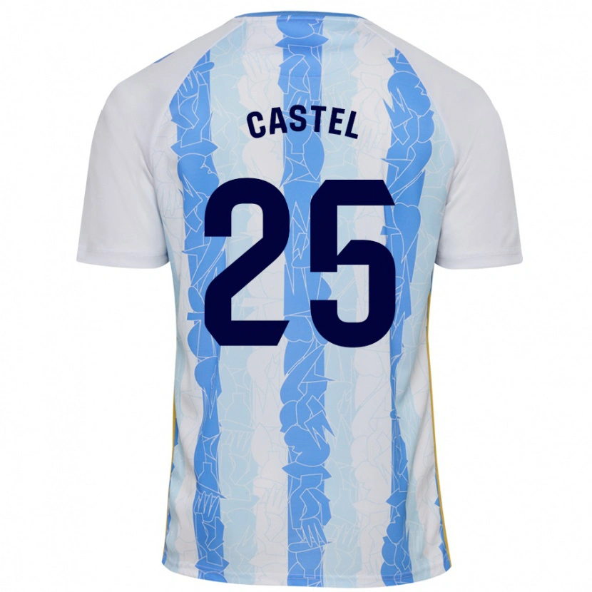 Danxen Børn Sergio Castel #25 Hvid Blå Hjemmebane Spillertrøjer 2024/25 Trøje T-Shirt