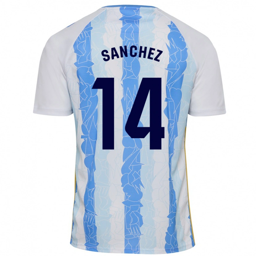 Danxen Børn Rubén Sánchez #14 Hvid Blå Hjemmebane Spillertrøjer 2024/25 Trøje T-Shirt