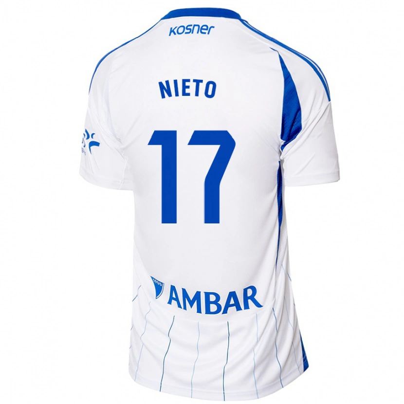 Danxen Børn Carlos Nieto #17 Rød Hvid Hjemmebane Spillertrøjer 2024/25 Trøje T-Shirt