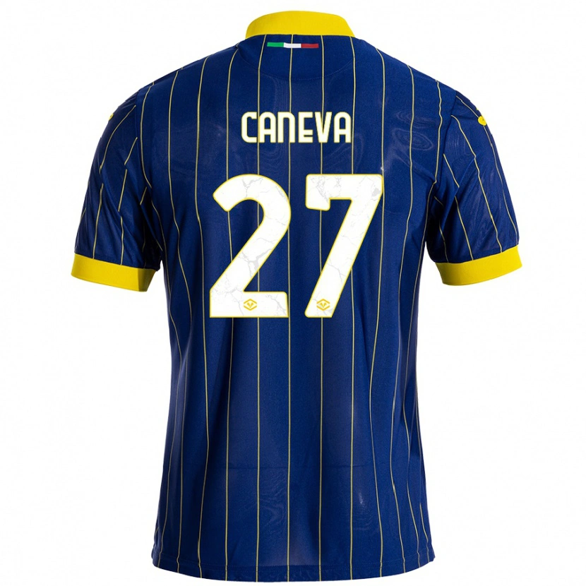 Danxen Børn Elia Caneva #27 Blå Gul Hjemmebane Spillertrøjer 2024/25 Trøje T-Shirt