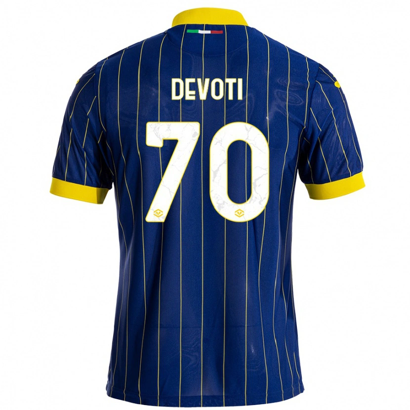 Danxen Børn Andrea Devoti #70 Blå Gul Hjemmebane Spillertrøjer 2024/25 Trøje T-Shirt