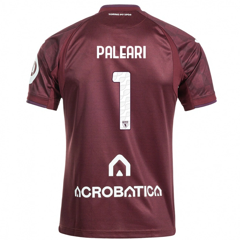 Danxen Børn Alberto Paleari #1 Rødbrun Hvid Hjemmebane Spillertrøjer 2024/25 Trøje T-Shirt