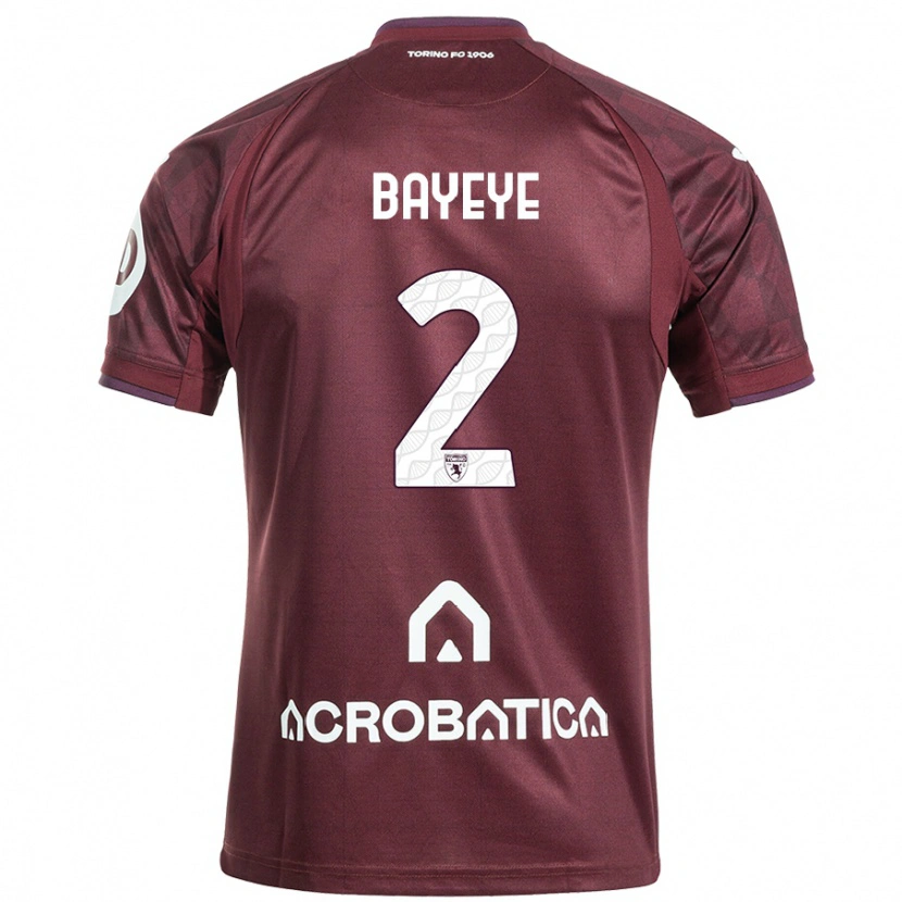 Danxen Børn Brian Bayeye #2 Rødbrun Hvid Hjemmebane Spillertrøjer 2024/25 Trøje T-Shirt
