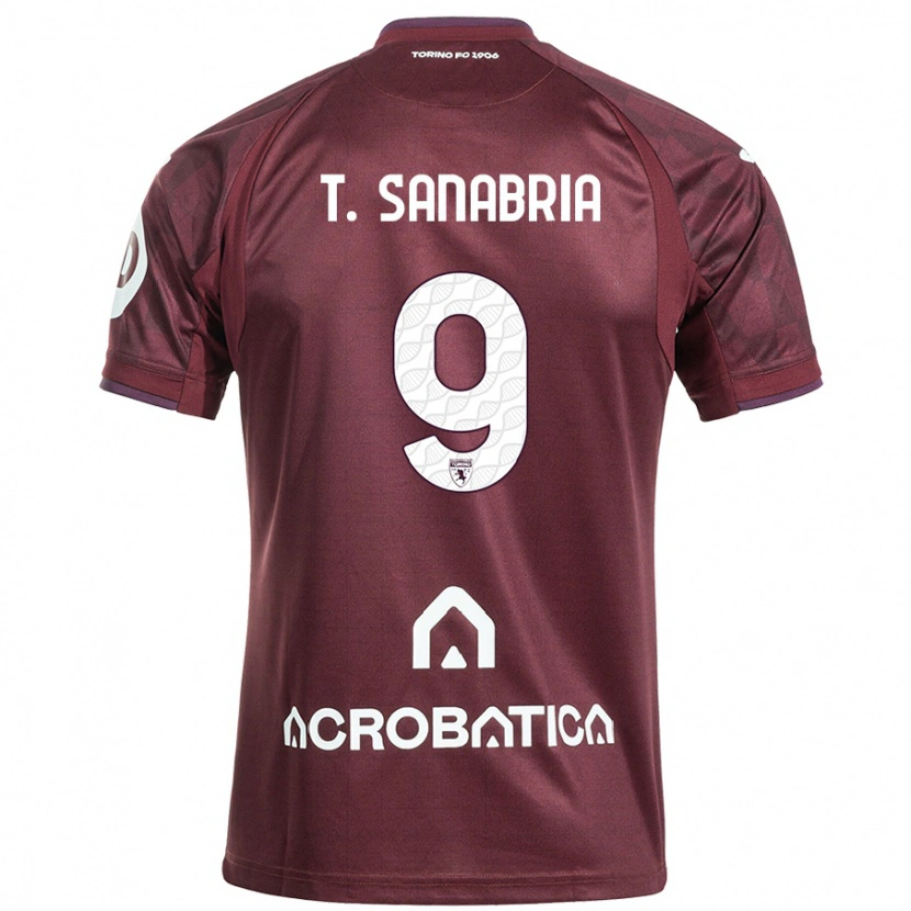 Danxen Børn Antonio Sanabria #9 Rødbrun Hvid Hjemmebane Spillertrøjer 2024/25 Trøje T-Shirt