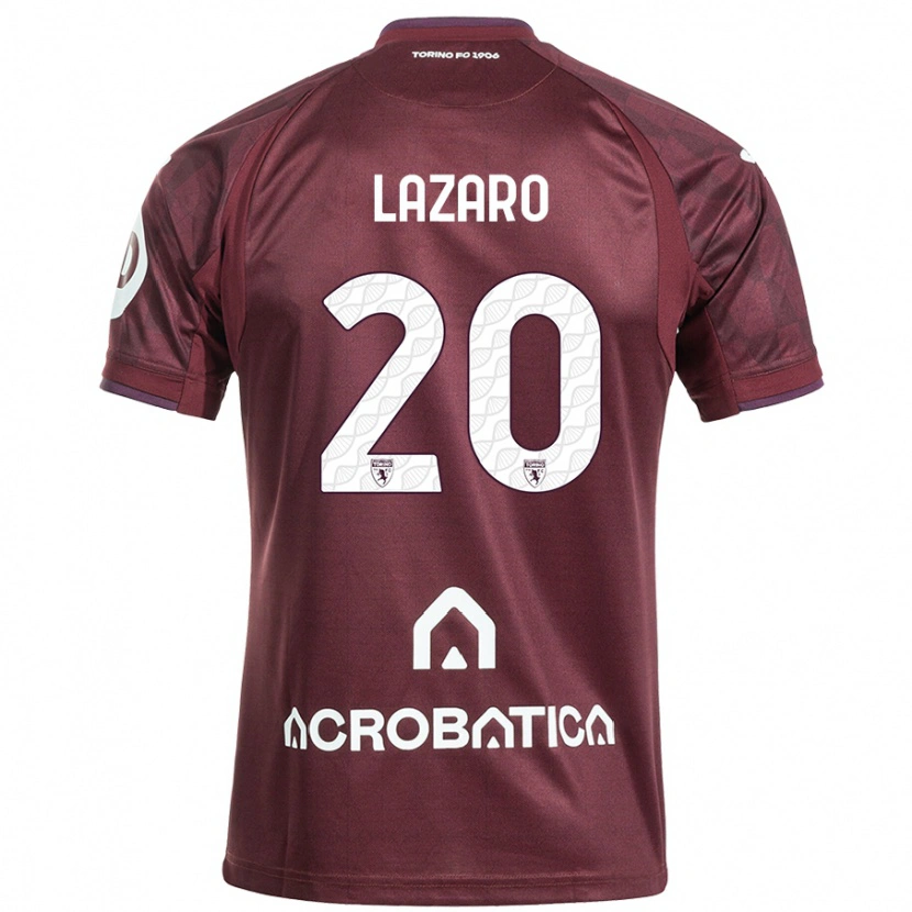 Danxen Børn Valentino Lazaro #20 Rødbrun Hvid Hjemmebane Spillertrøjer 2024/25 Trøje T-Shirt