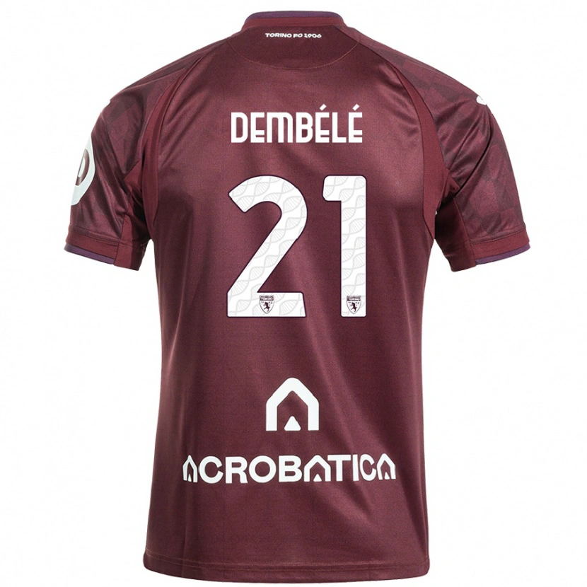 Danxen Børn Ali Dembélé #21 Rødbrun Hvid Hjemmebane Spillertrøjer 2024/25 Trøje T-Shirt