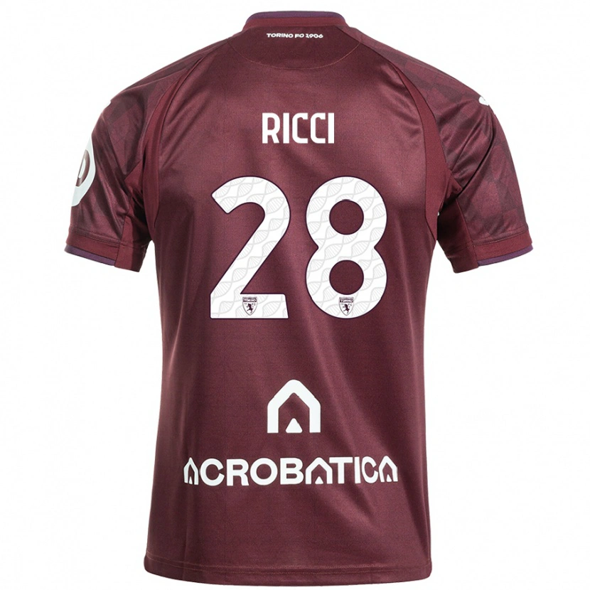 Danxen Børn Samuele Ricci #28 Rødbrun Hvid Hjemmebane Spillertrøjer 2024/25 Trøje T-Shirt