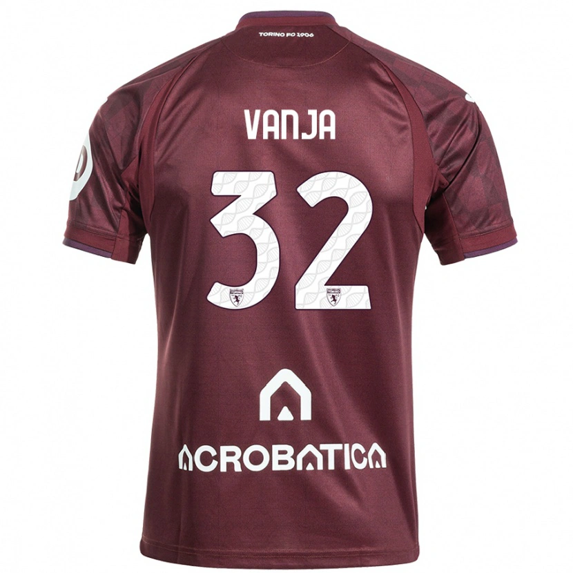 Danxen Børn Vanja Milinković-Savić #32 Rødbrun Hvid Hjemmebane Spillertrøjer 2024/25 Trøje T-Shirt