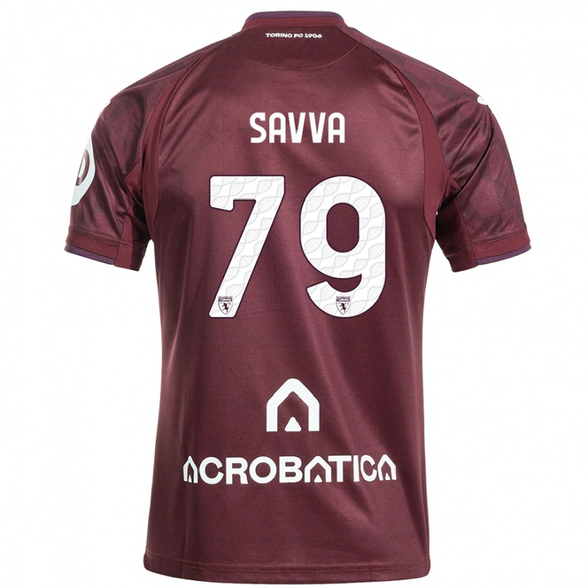 Danxen Børn Zanos Savva #79 Rødbrun Hvid Hjemmebane Spillertrøjer 2024/25 Trøje T-Shirt