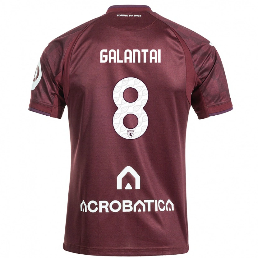 Danxen Børn Tamás Galántai #8 Rødbrun Hvid Hjemmebane Spillertrøjer 2024/25 Trøje T-Shirt