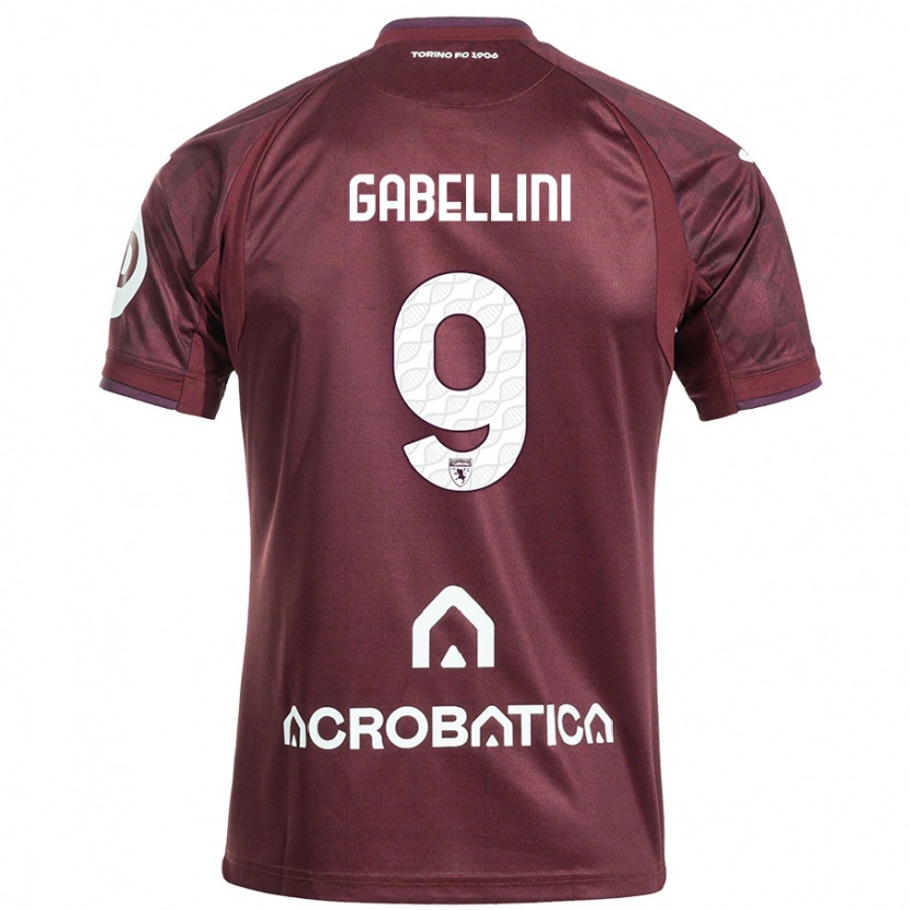 Danxen Børn Tommaso Gabellini #9 Rødbrun Hvid Hjemmebane Spillertrøjer 2024/25 Trøje T-Shirt