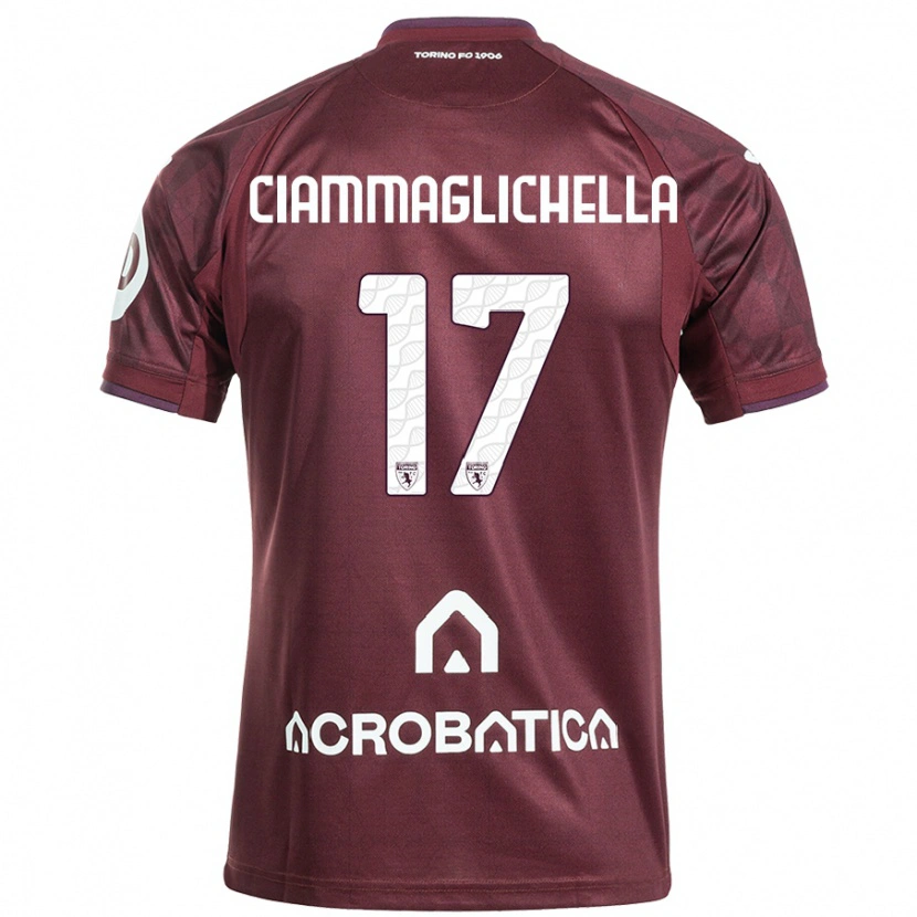 Danxen Børn Aaron Ciammaglichella #17 Rødbrun Hvid Hjemmebane Spillertrøjer 2024/25 Trøje T-Shirt