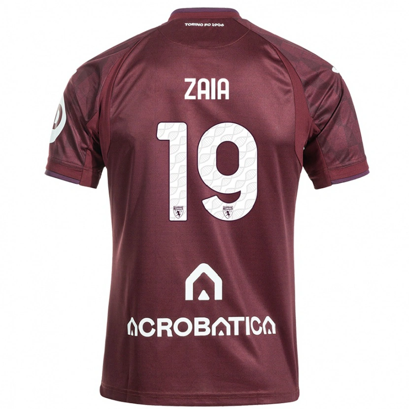 Danxen Børn Edoardo Zaia #19 Rødbrun Hvid Hjemmebane Spillertrøjer 2024/25 Trøje T-Shirt