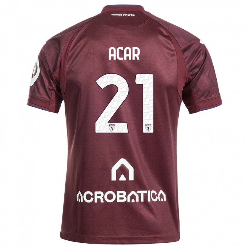 Danxen Børn Emirhan Acar #21 Rødbrun Hvid Hjemmebane Spillertrøjer 2024/25 Trøje T-Shirt