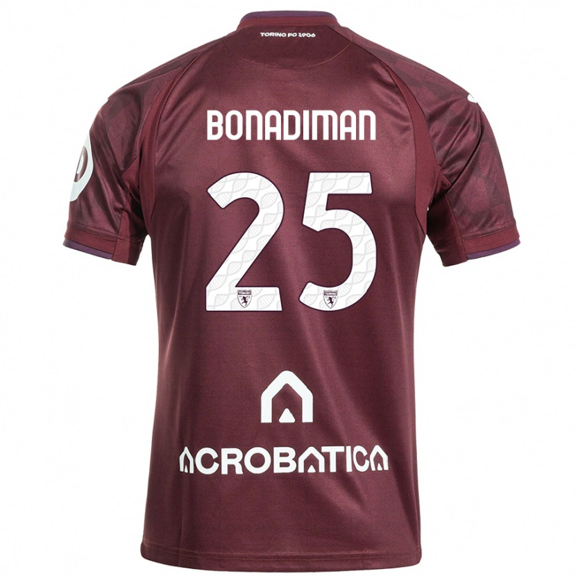 Danxen Børn Matteo Bonadiman #25 Rødbrun Hvid Hjemmebane Spillertrøjer 2024/25 Trøje T-Shirt