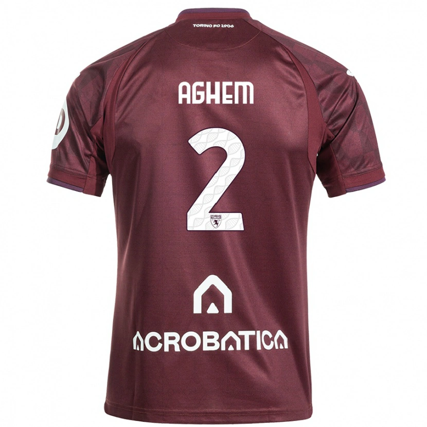 Danxen Børn Brigitta Aghem #2 Rødbrun Hvid Hjemmebane Spillertrøjer 2024/25 Trøje T-Shirt