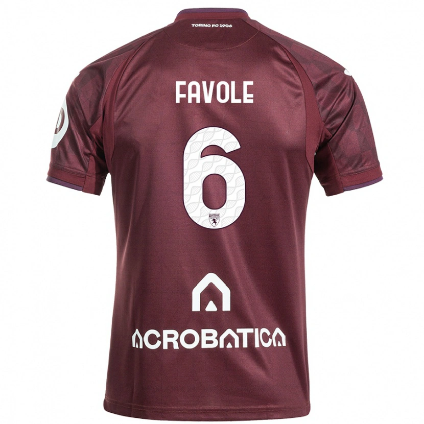 Danxen Børn Stefania Favole #6 Rødbrun Hvid Hjemmebane Spillertrøjer 2024/25 Trøje T-Shirt