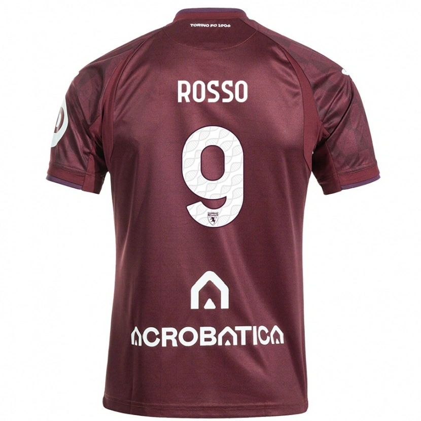Danxen Børn Eleonora Rosso #9 Rødbrun Hvid Hjemmebane Spillertrøjer 2024/25 Trøje T-Shirt