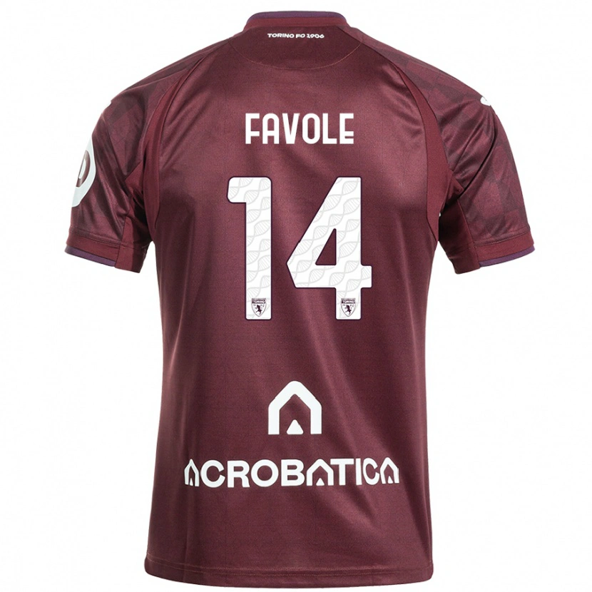 Danxen Børn Annalisa Favole #14 Rødbrun Hvid Hjemmebane Spillertrøjer 2024/25 Trøje T-Shirt