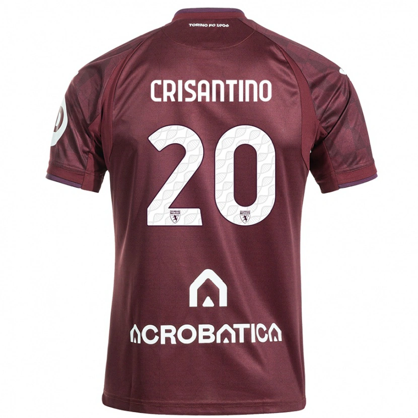 Danxen Børn Giulia Crisantino #20 Rødbrun Hvid Hjemmebane Spillertrøjer 2024/25 Trøje T-Shirt