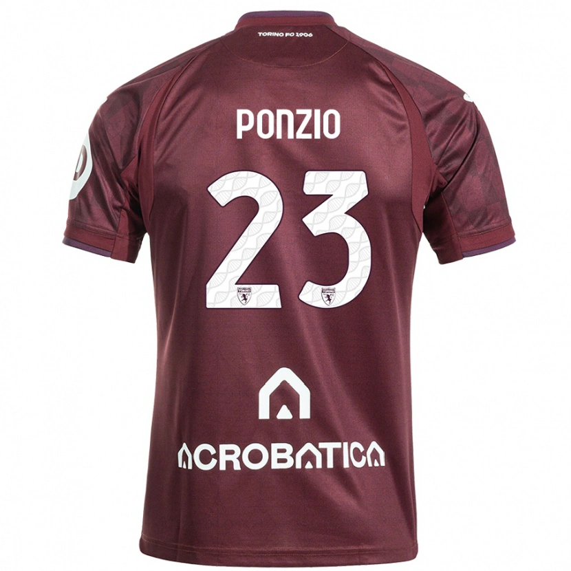 Danxen Børn Erika Ponzio #23 Rødbrun Hvid Hjemmebane Spillertrøjer 2024/25 Trøje T-Shirt