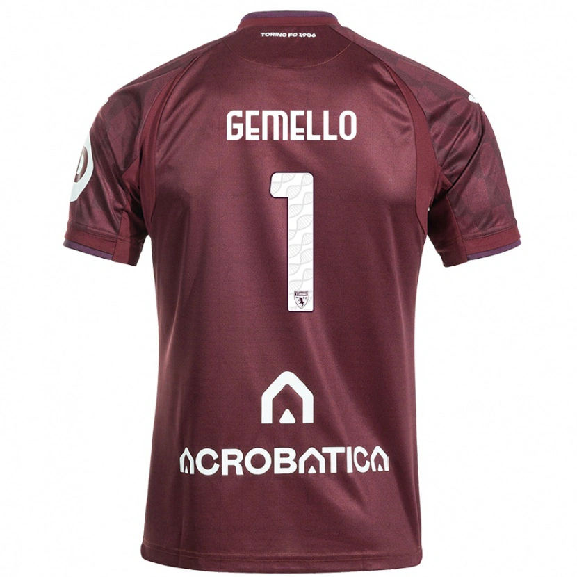 Danxen Børn Luca Gemello #1 Rødbrun Hvid Hjemmebane Spillertrøjer 2024/25 Trøje T-Shirt
