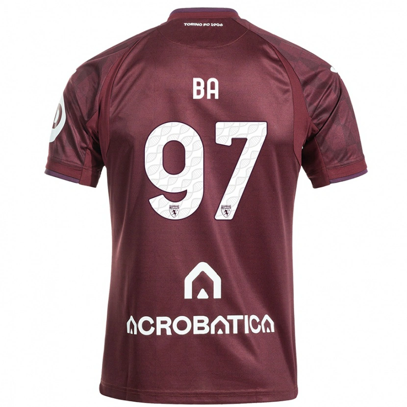 Danxen Børn El-Hadji Ba #97 Rødbrun Hvid Hjemmebane Spillertrøjer 2024/25 Trøje T-Shirt