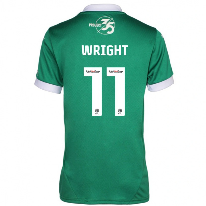 Danxen Børn Callum Wright #11 Grøn Hvid Hjemmebane Spillertrøjer 2024/25 Trøje T-Shirt