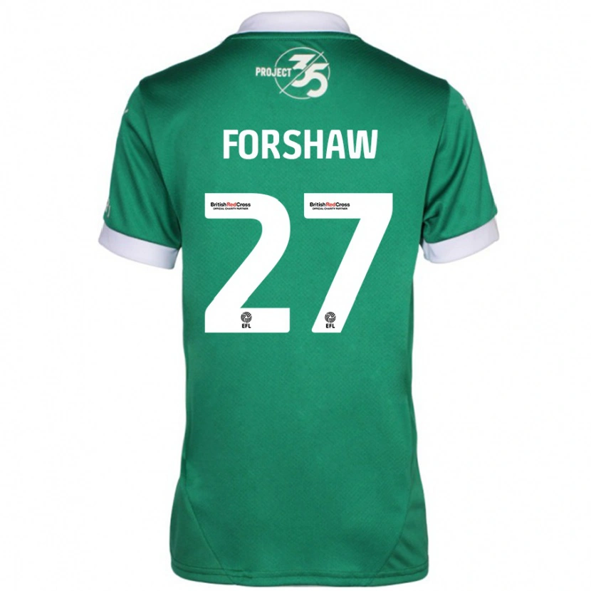 Danxen Børn Adam Forshaw #27 Grøn Hvid Hjemmebane Spillertrøjer 2024/25 Trøje T-Shirt